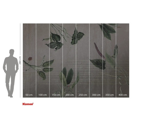 Komar fototapet med växtmotiv och storleksangivelser