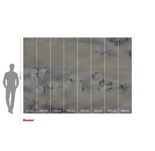 Komar fototapet med tranmotiv och storleksangivelser