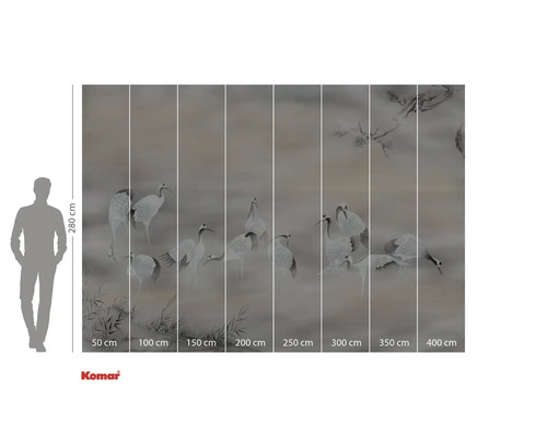 Komar fototapet med tranmotiv och storleksangivelser