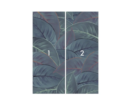 Fototapet med bladmönster, bestående av två delar