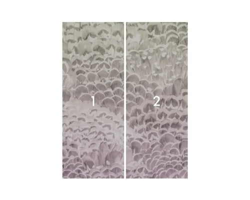 Tapetmönster med fjädermotiv, två våder bredvid varandra