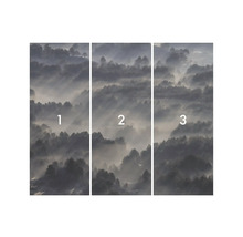 Fototapet bestående av tre delar med skogsmotiv i dimma