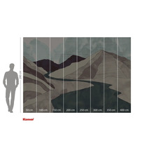 Fototapet med bergslandskap och flodillustration