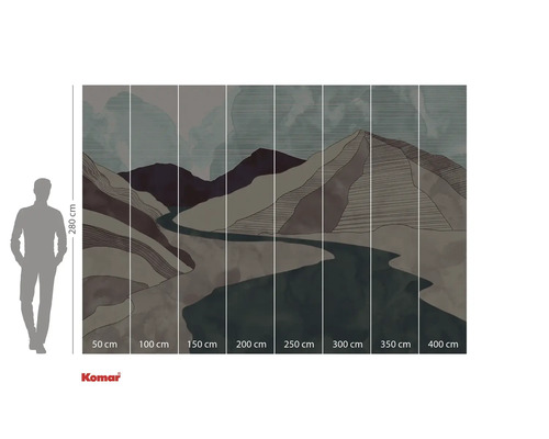 Fototapet med bergslandskap och flodillustration