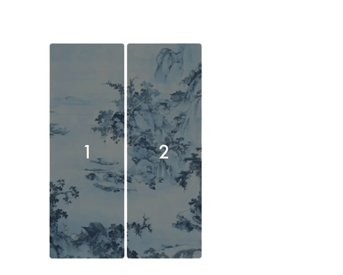 Tapet med landskapsmotiv, bestående av två rader