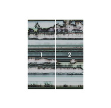 Två remsor av tapeten med landskapsmotiv