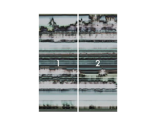 Två remsor av tapeten med landskapsmotiv