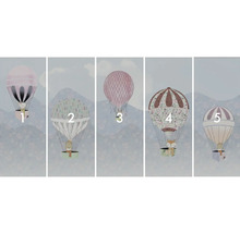 Fototapet med varmluftsballonger och djurmotiv