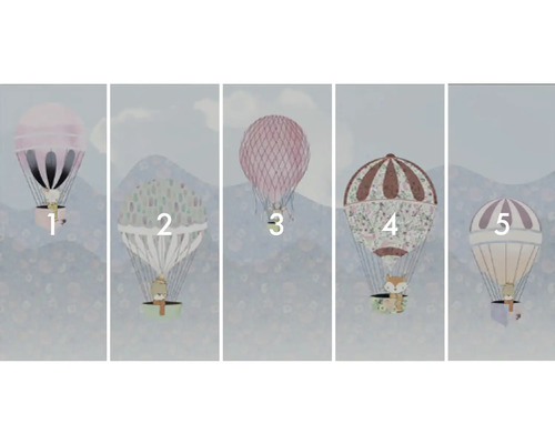 Fototapet med varmluftsballonger och djurmotiv