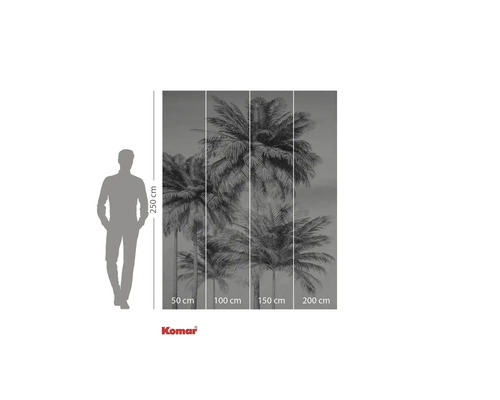 Fototapet med palmmotiv och måttangivelser