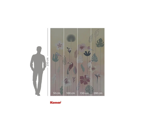 Komar Logo. Väggbild med växtmotiv, mått 250 cm hög och 200 cm bred.