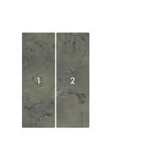 Fototapet med blommönster, bestående av två delar, numrerade 1 och 2.