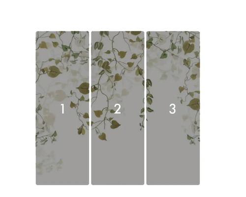 Tredelad fototapet med fallande löv.