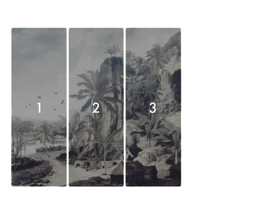 Tredelad fototapet med landskapsmotiv