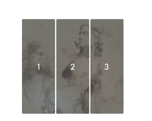 Tredelad väggmålning med en kvinna