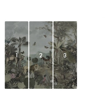 Tredelad fototapet med djungeltema och djur