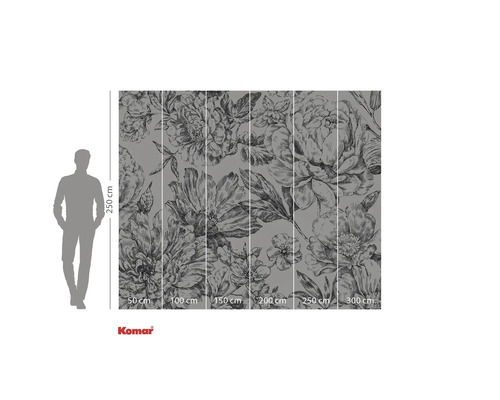 Fototapet med blommönster och storleksangivelser