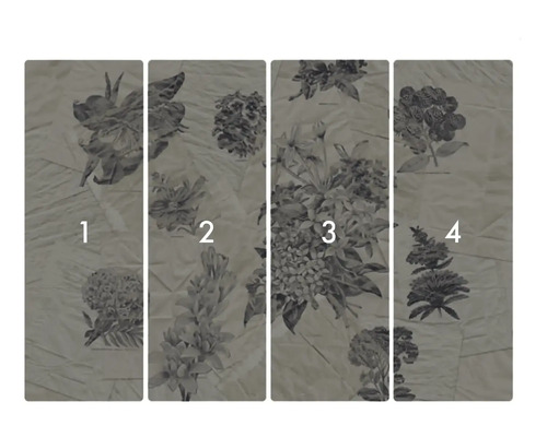 Fyrdelad fototapet med blommönster