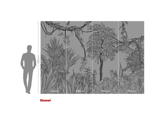 Fototapet med djungelmotiv och måttangivelser
