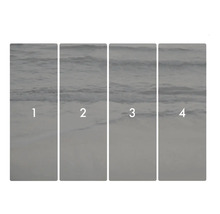 Fototapet med havstema, bestående av fyra delar, numrerade från ett till fyra.