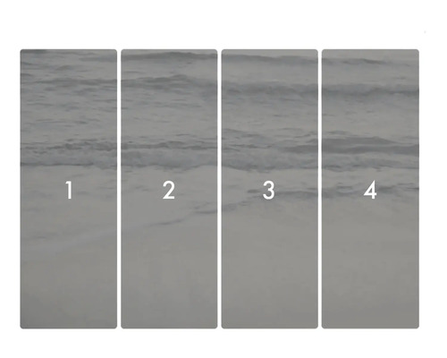 Fototapet med havstema, bestående av fyra delar, numrerade från ett till fyra.