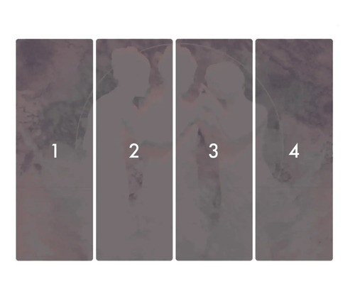 Fyrdelad väggmålning med parmotiv