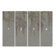 Non-woven tapet med glicinmönster, bestående av fyra remsor