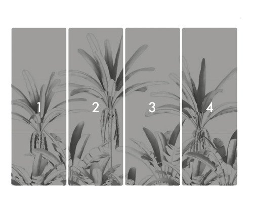 Fyrdelad fototapet med växtmotiv