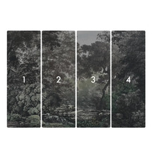 Fyrdelad tapet med skogsmotiv