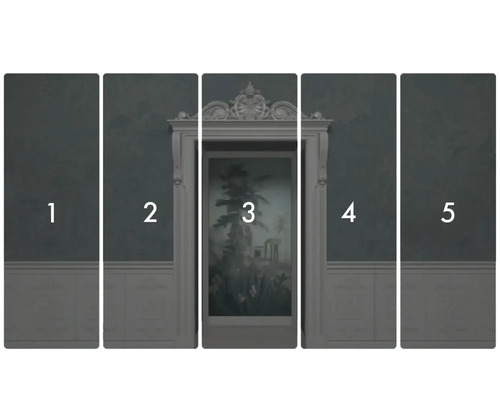 Flerdelad väggmålning med klassiskt motiv för inredning