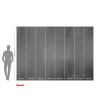 Komar fototapet med betonglook och storleksinformation