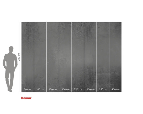 Komar fototapet med betonglook och storleksinformation