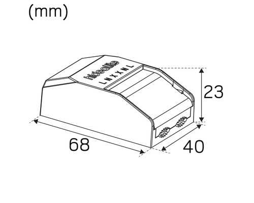 Teknisk ritning med dimensioner för ett Hidealite LNX XXL-hölje