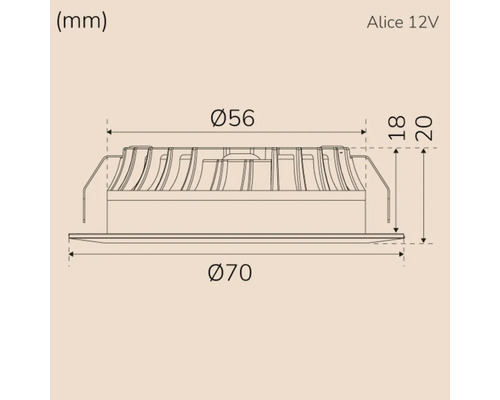 Måttritning för Alice 12V-lampa