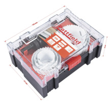 Hålsågsats i förvaringslåda med måtten 190 mm x 141 mm x 85 mm