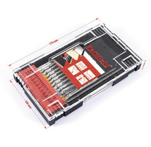 Pattfield sticksågsbladsats i en transparent låda som mäter 170 mm x 100 mm x 27 mm