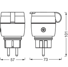 Mått på en kontakt: 57 x 73 x 101 millimeter