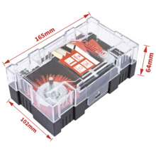 Pattfield Ergo Tools set med stålborstar i transparent plastlåda, mått 165 x 102 x 64 millimeter