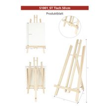 Bordsstaffli i trä med måtten maximalt 44 gånger 27,5 gånger 2,6 gånger 27 gånger 50 centimeter