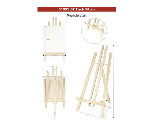 Bordsstaffli i trä med måtten maximalt 44 gånger 27,5 gånger 2,6 gånger 27 gånger 50 centimeter