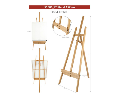 Trästaffli, 152 cm högt, steglöst justerbart