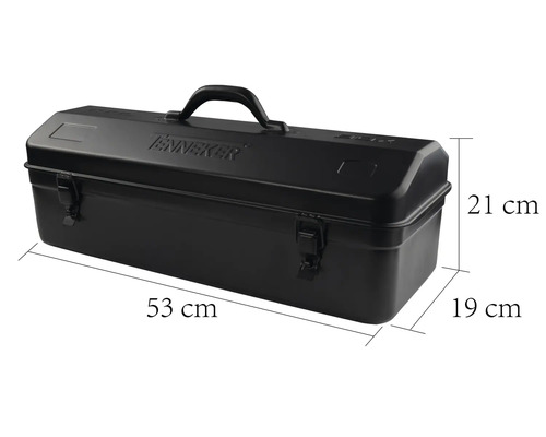 Verktygslåda i metall med måtten 53 cm x 21 cm x 19 cm