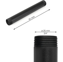 Svart lamprör med måtten 80 mm längd och 25 mm diameter