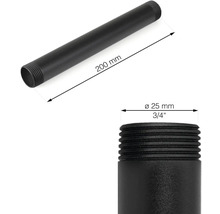 Svart stålrör med en diameter på 25 mm och en längd på 200 mm