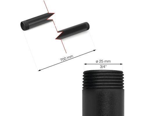 Bild av ett jordspett med måtten 700 mm längd och 25 mm diameter