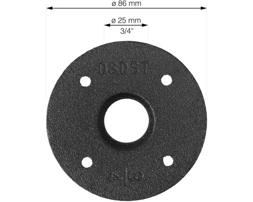 Rörfläns, diameter 86 mm, innerdiameter 25 mm, 3/4 tums gänga