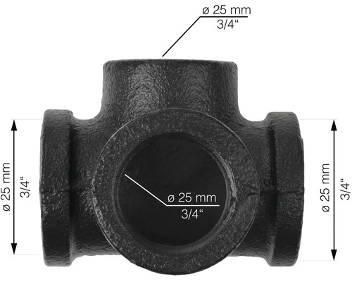 T-koppling av gjutjärn, diameter 25 mm