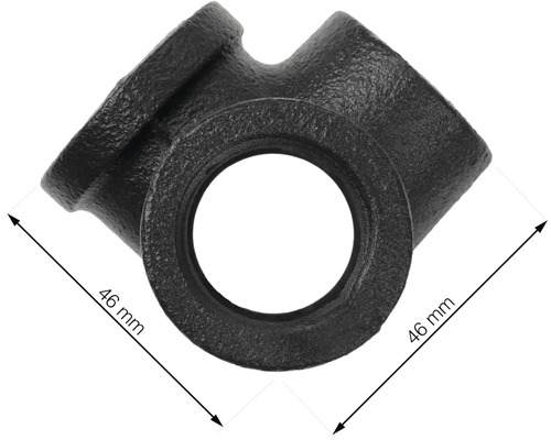 Svart T-rör i smidesjärn med måtten 46 mm