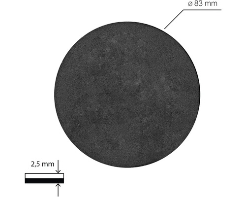 Rund tätningsbricka med en diameter på 83 millimeter och en tjocklek på 2,5 millimeter.