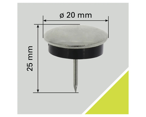 Spikglidare med måtten diameter 20 millimeter och längd 25 millimeter